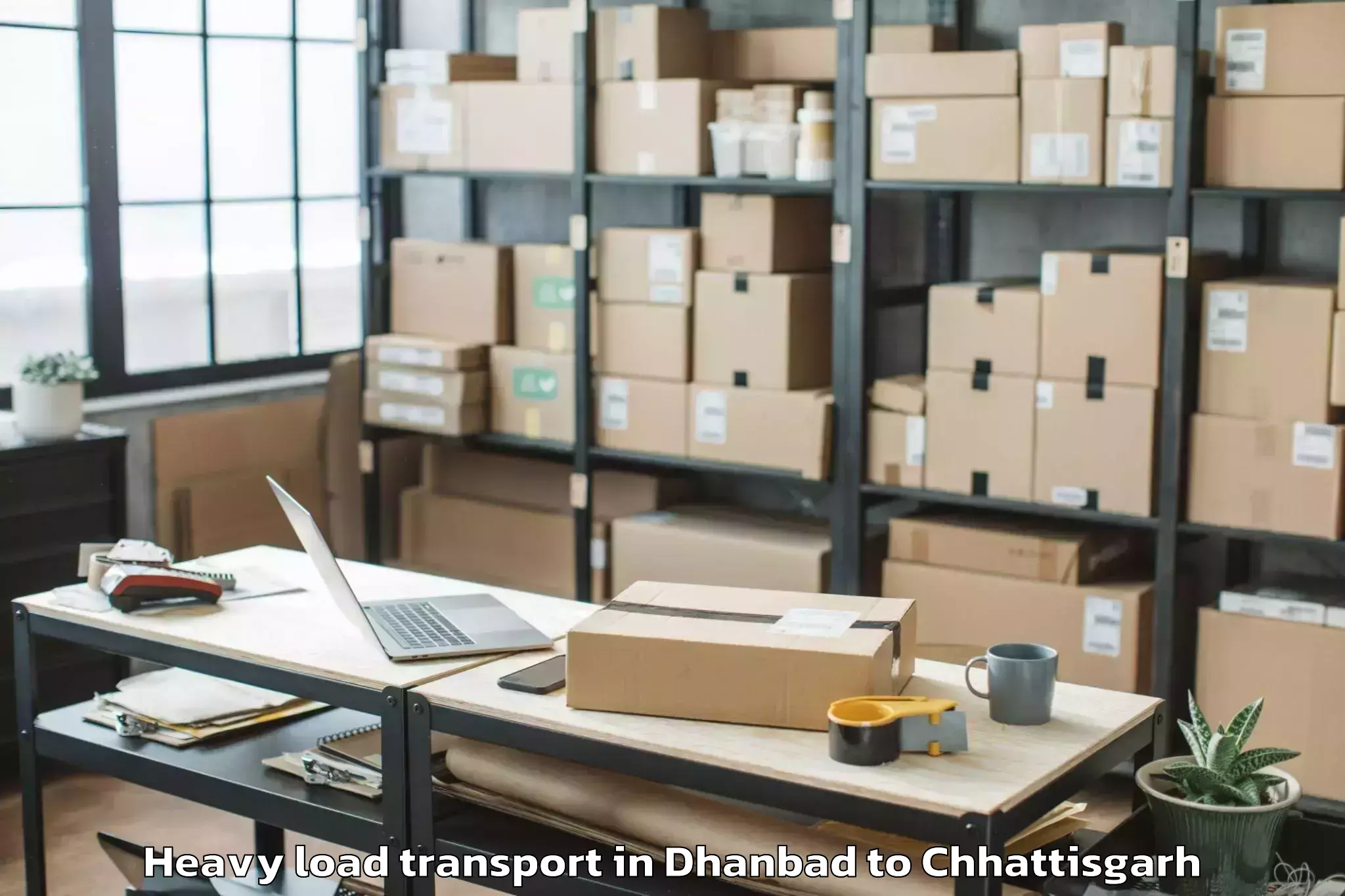 Top Dhanbad to Korba Heavy Load Transport Available